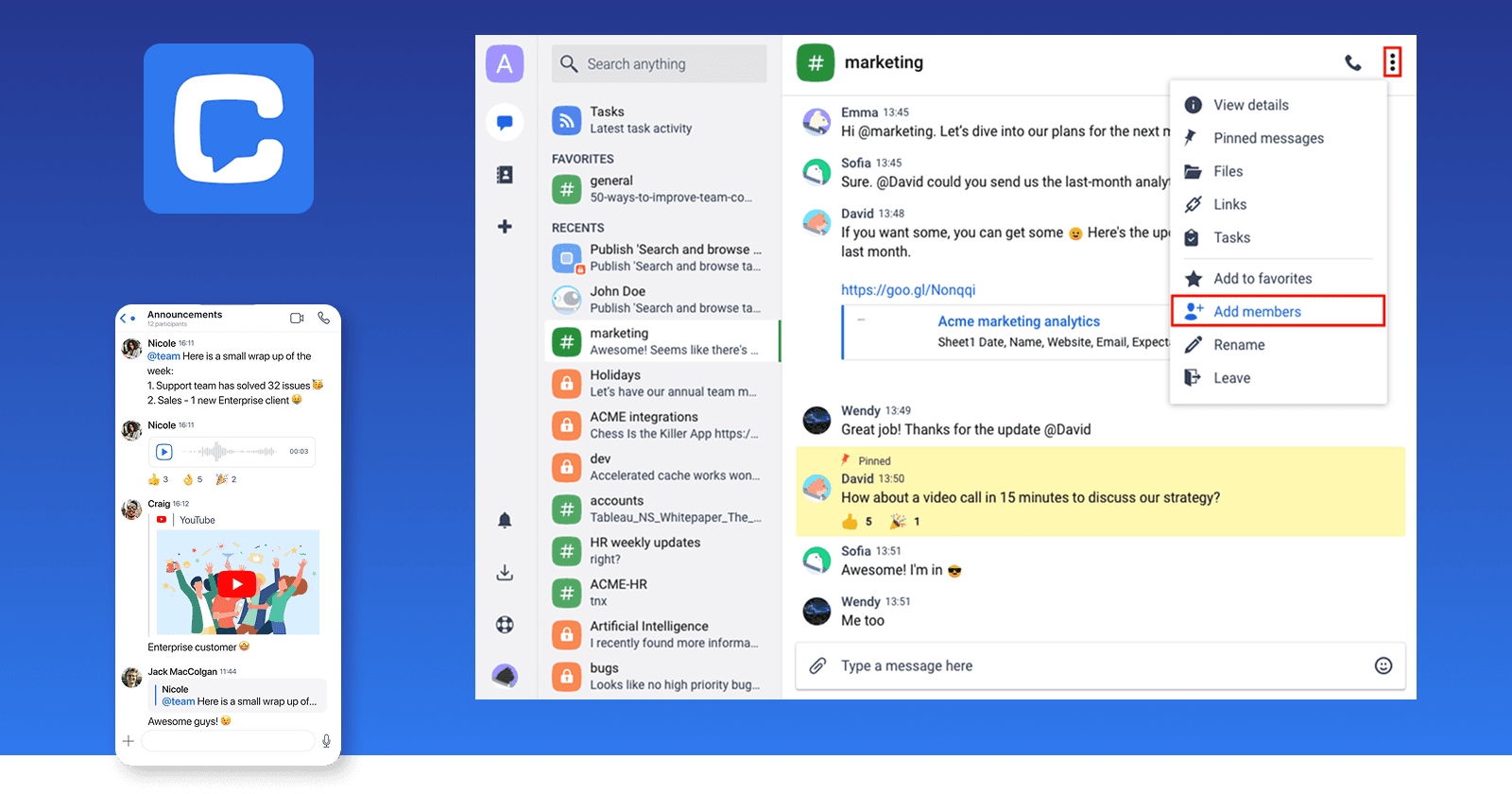 Chanty user interface