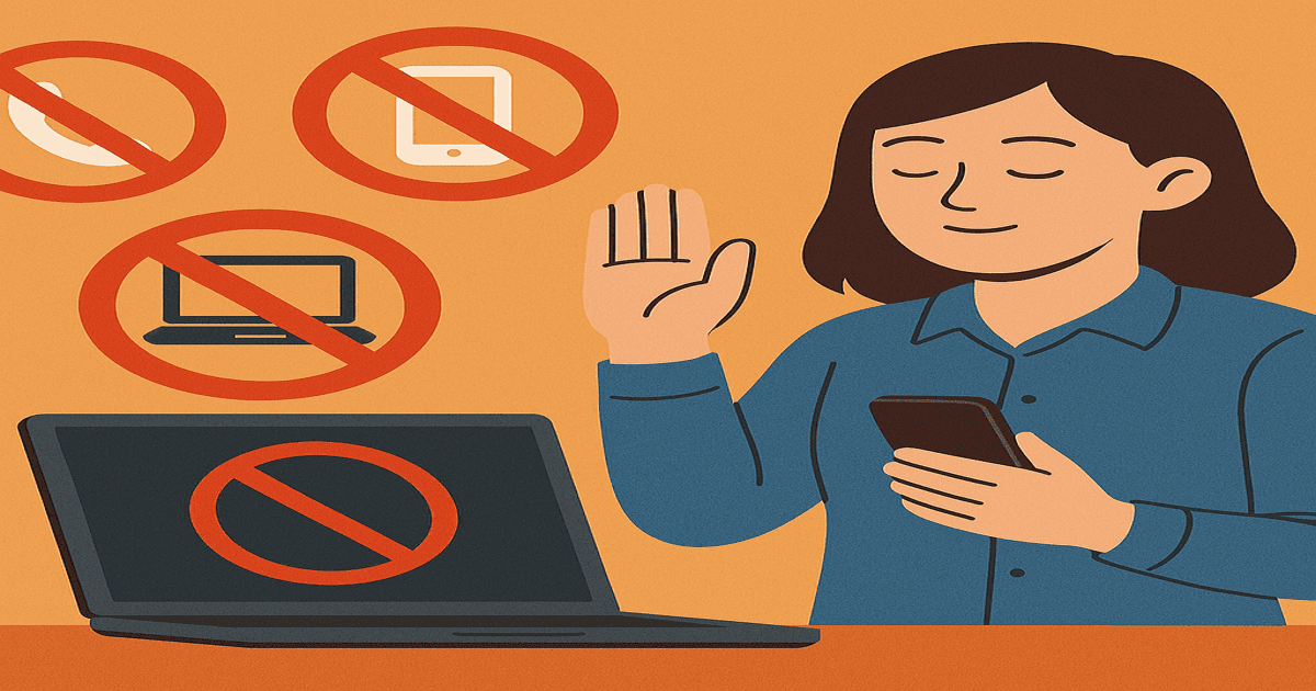 Person with do not enter symbols