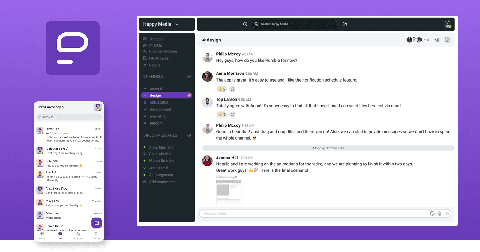 Pumble user interface