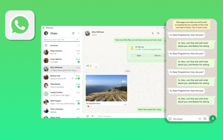 WhatsApp user interface