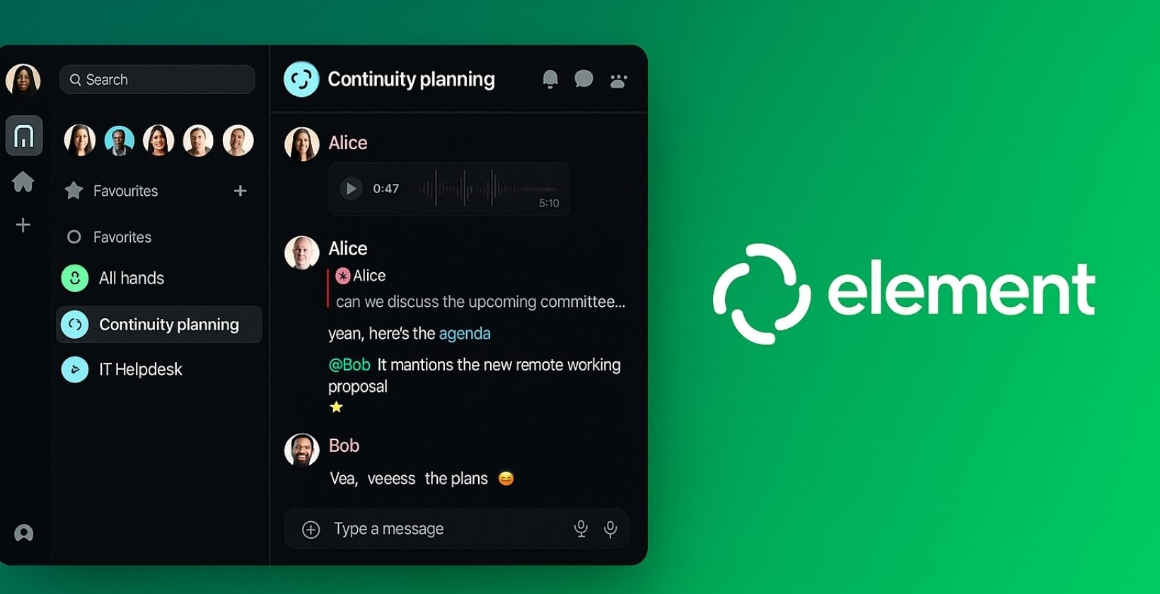 element (matrix) chat interface