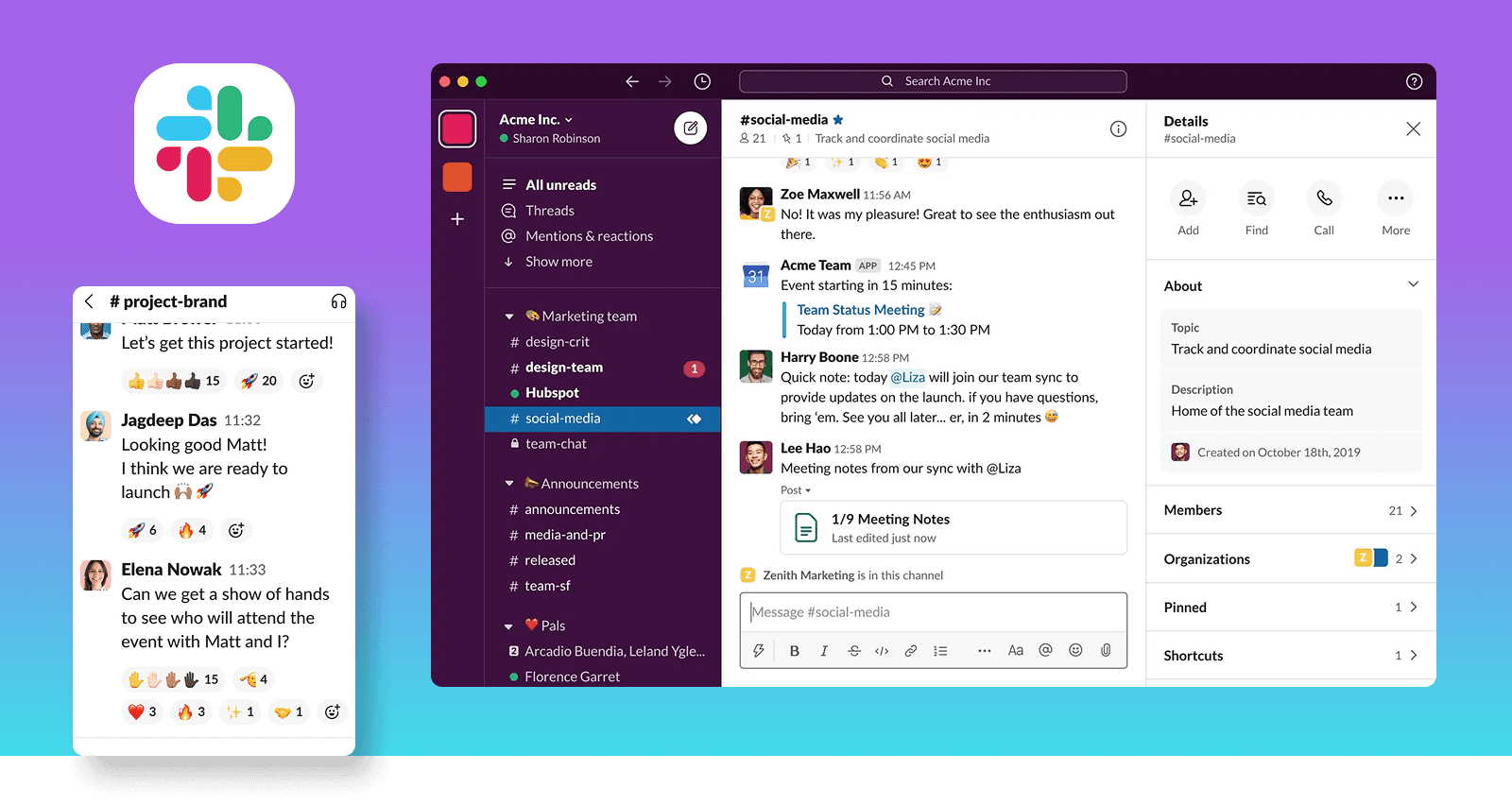 Slack user interface